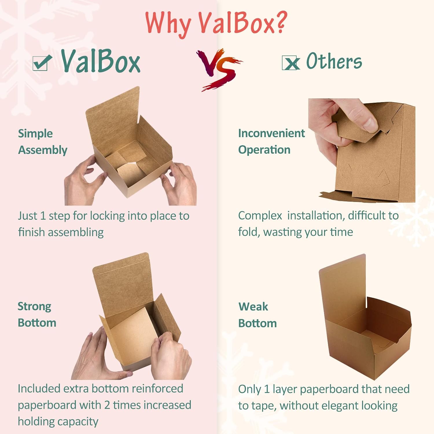 ValBox 3x3x3 Brown Gift Boxes 50pcs