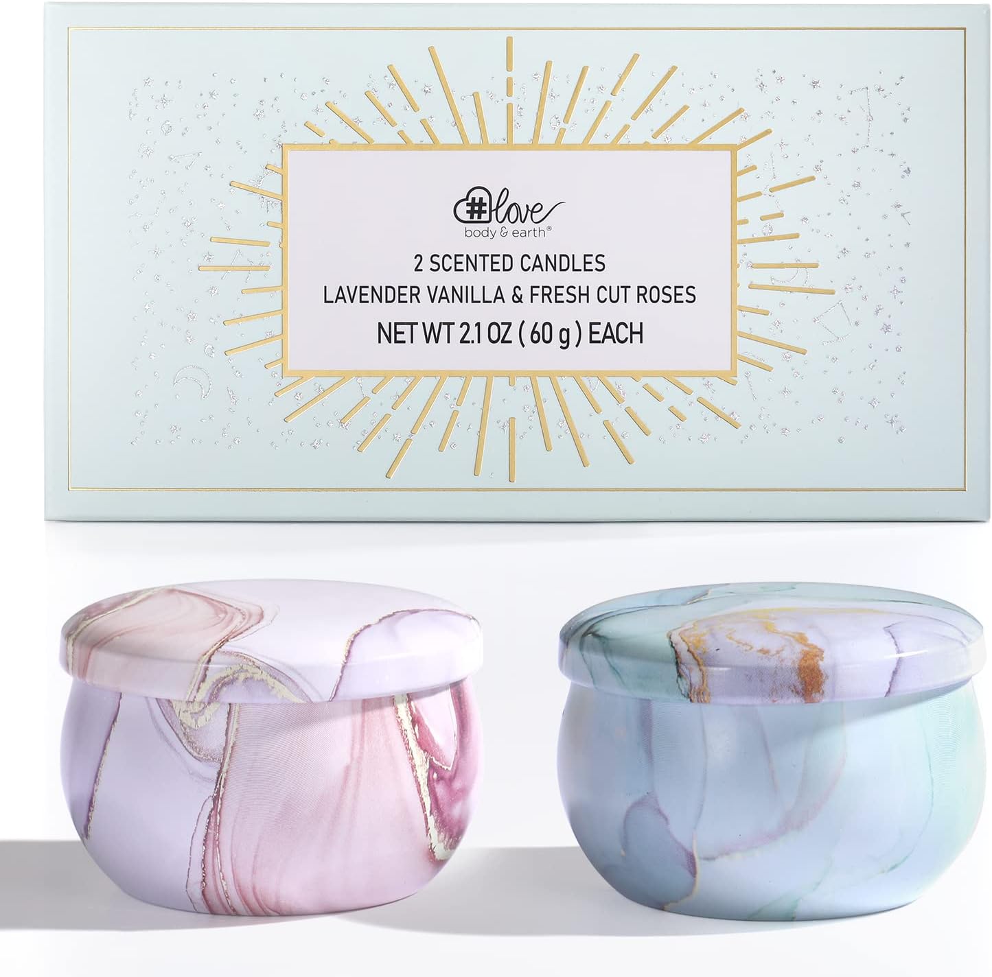 2-Pack Soy Candles Gift Set - Lavender Vanilla Rose