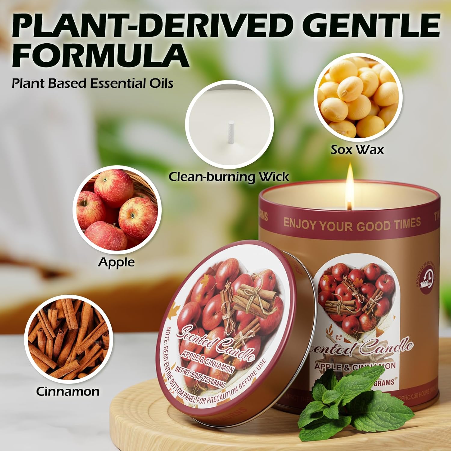 Apple Cinnamon Scented Candle Set 2 Pack