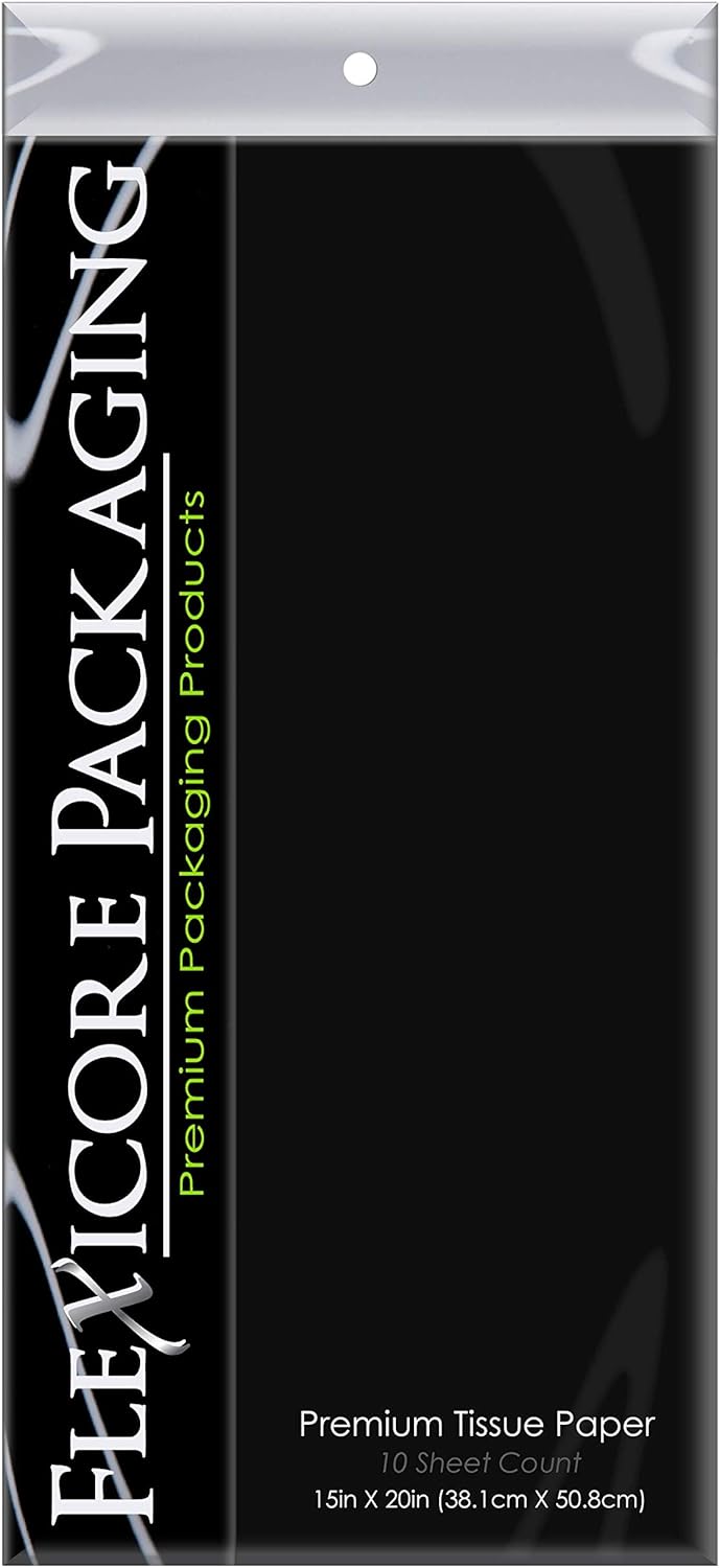 Flexicore Packaging Black Tissue Paper 15x20 10 Sheets