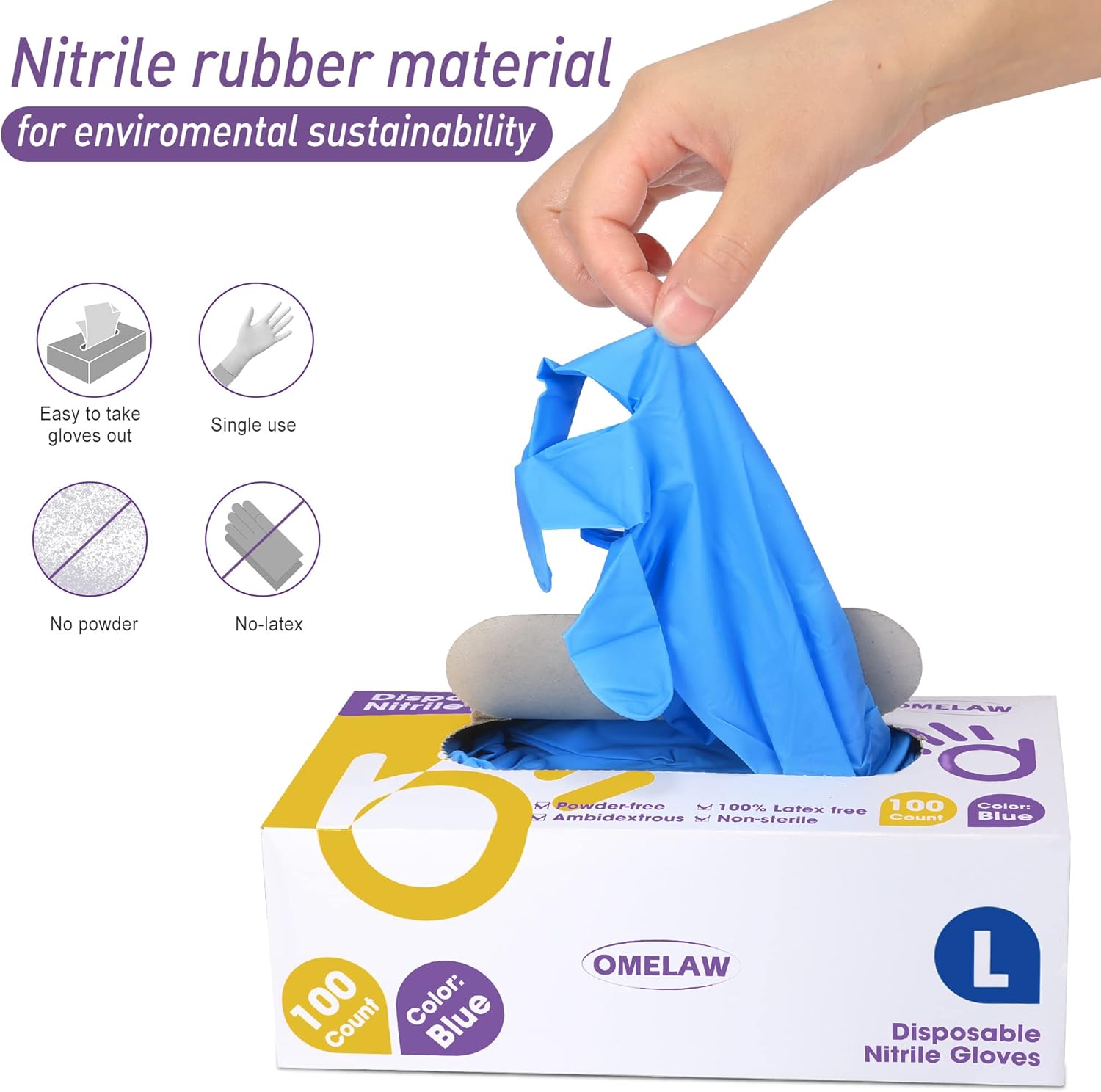Omelaw Nitrile Gloves SMLXL 1000pcs Latex Free