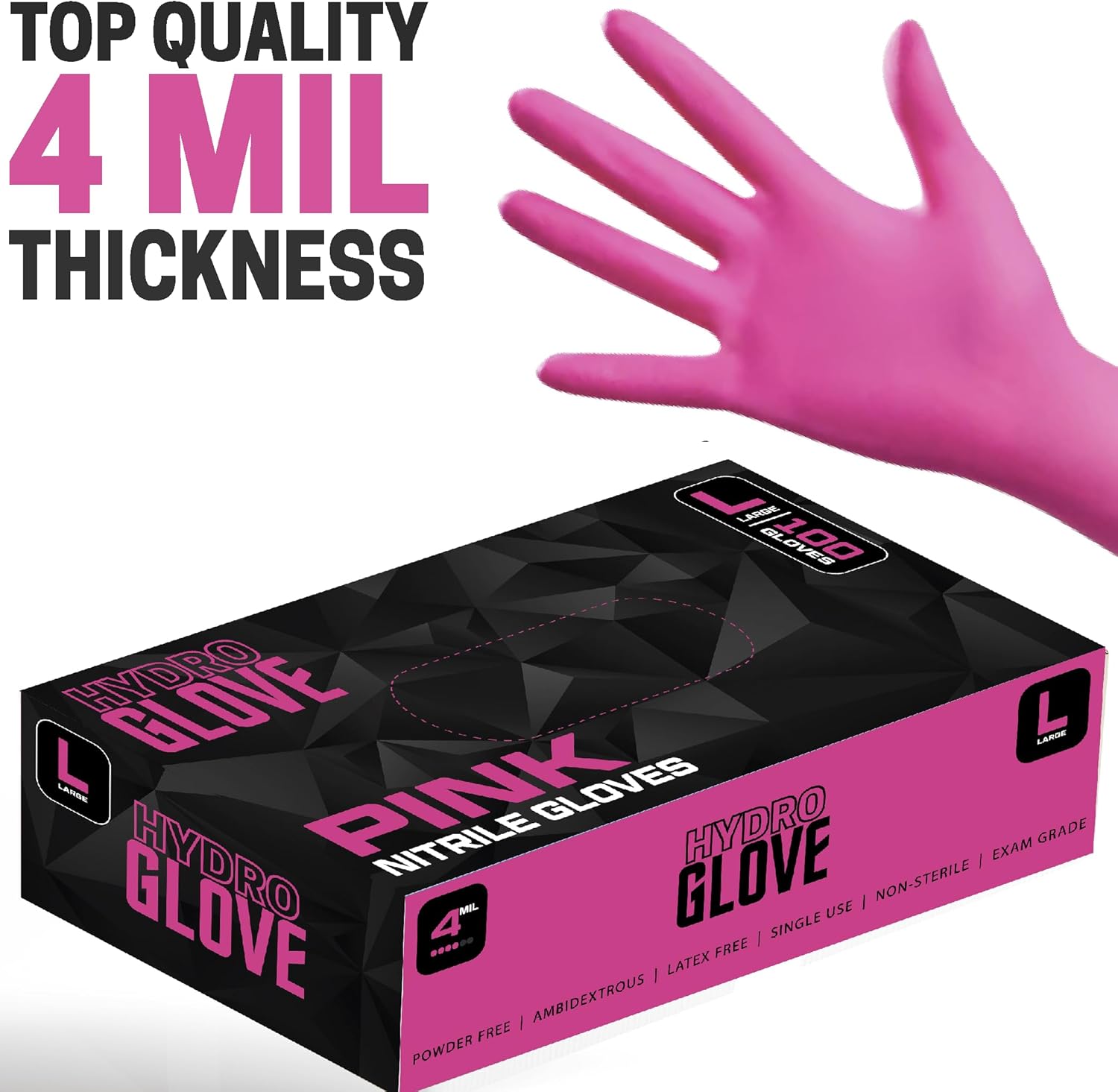 4 Mil Pink Nitrile Gloves Case of 1000 Heavy Duty