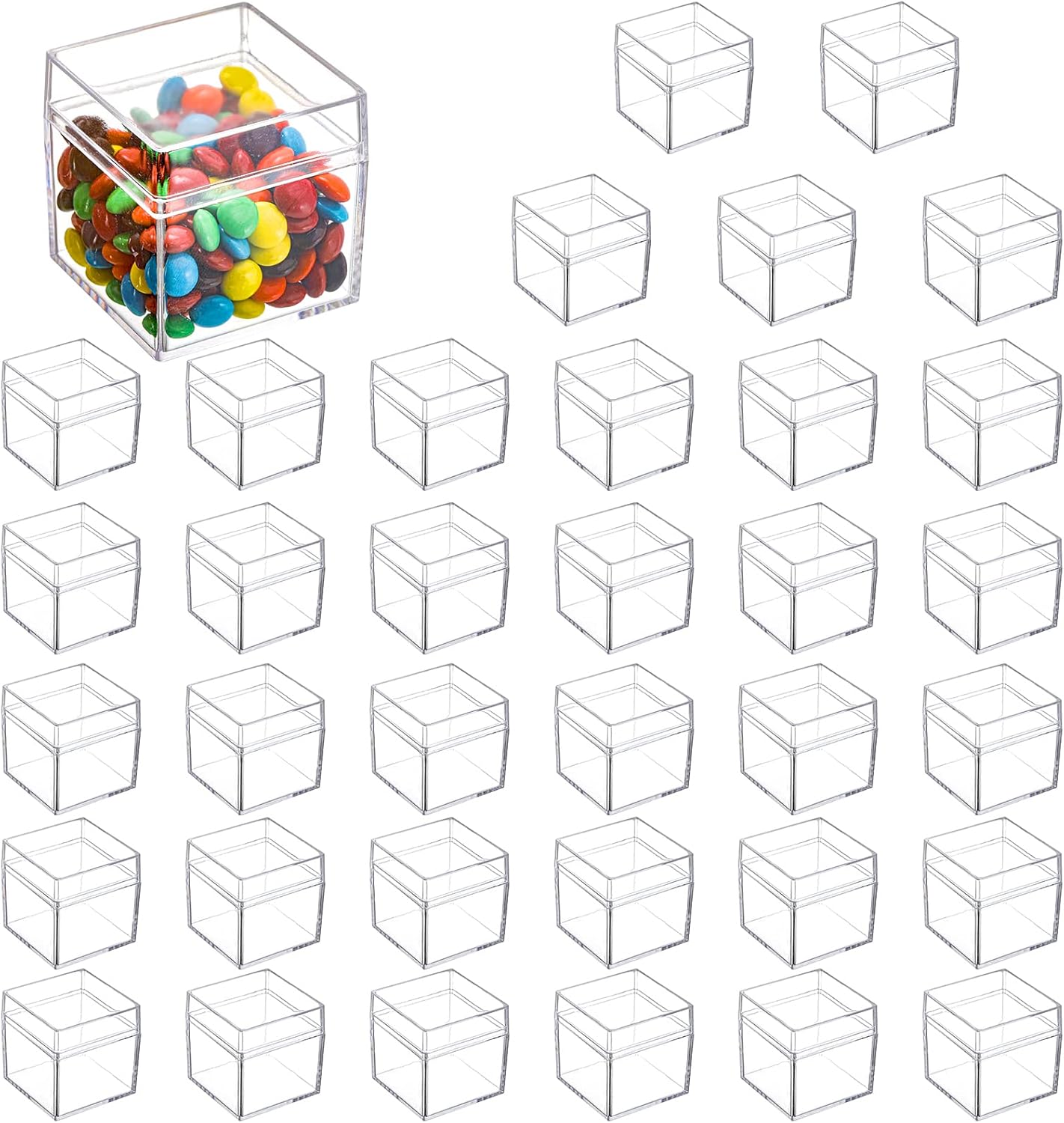 Okllen 36 Pack Acrylic Square Gift Boxes with Lids 2x2x2 Inches