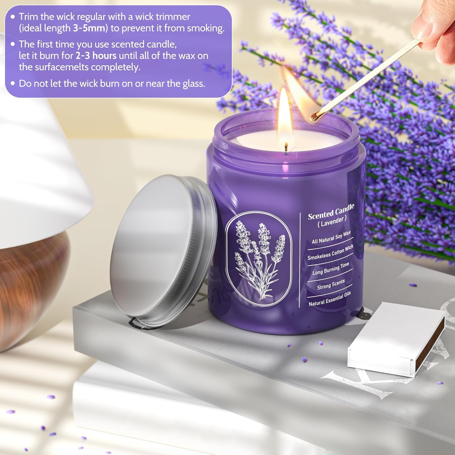 WarmEmbrace Lavender Candle 76 Oz Purple Jar