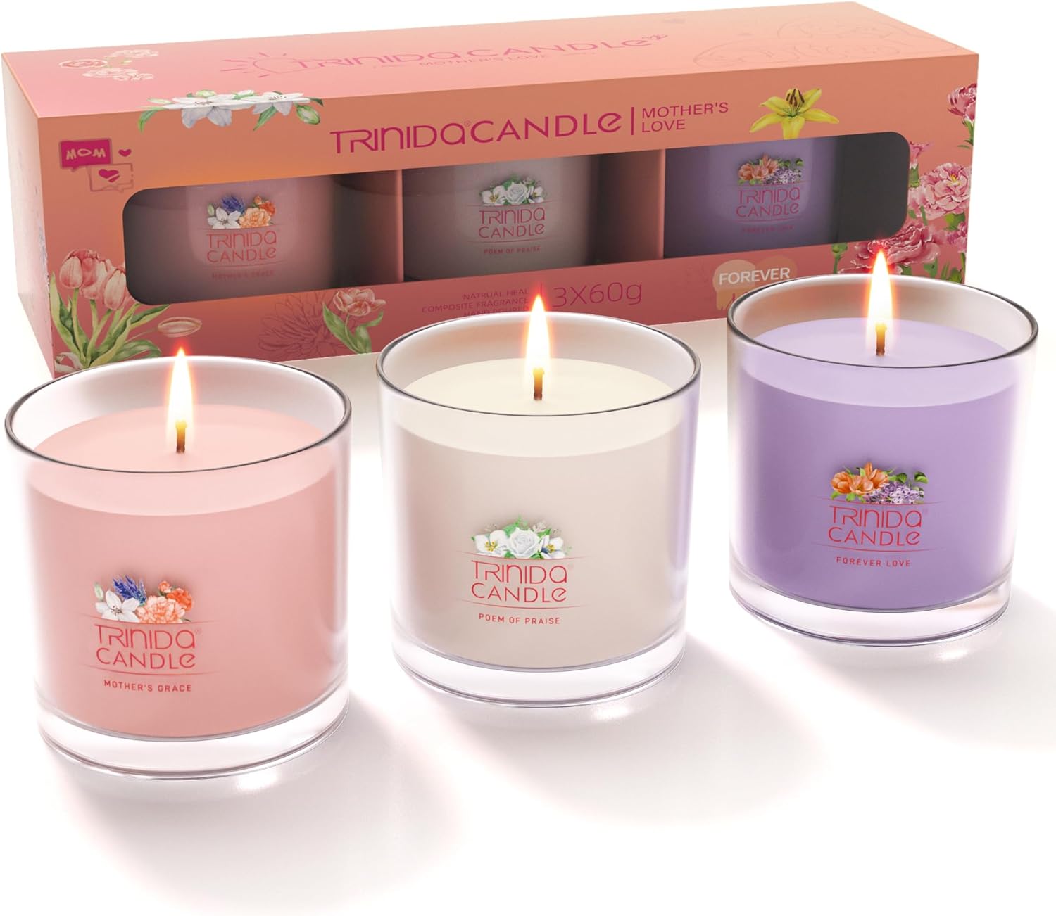 TRINIDa Scented Candles - 45Hr 3 Votive Set for Mom