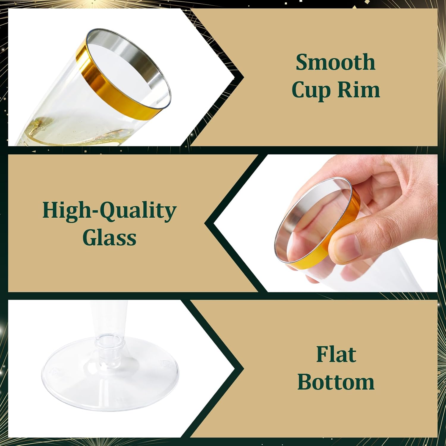 FOCUSLINE 50 Pack Plastic Champagne Flutes
