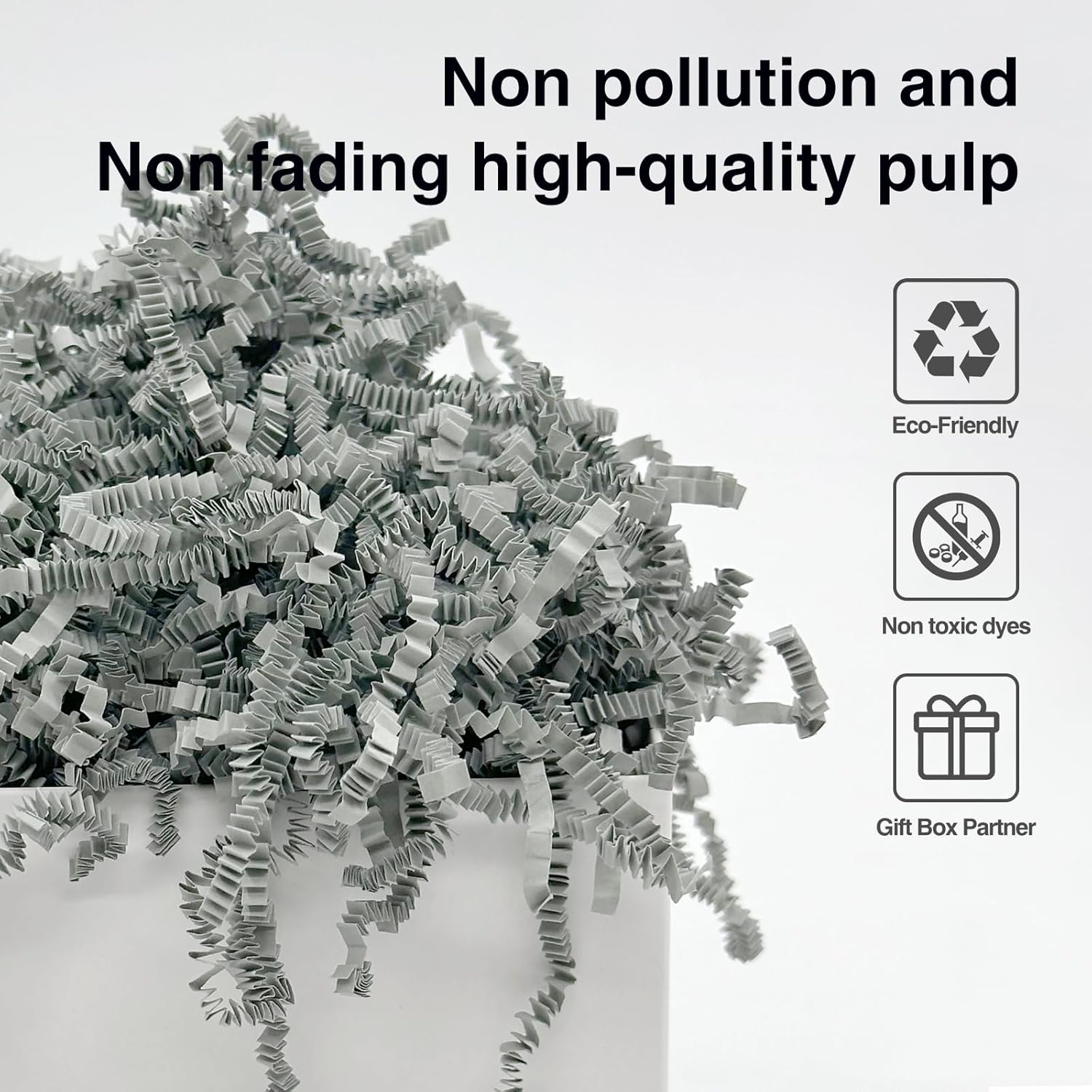 2LB Grey Crinkle Paper Shred Filler for Gifts