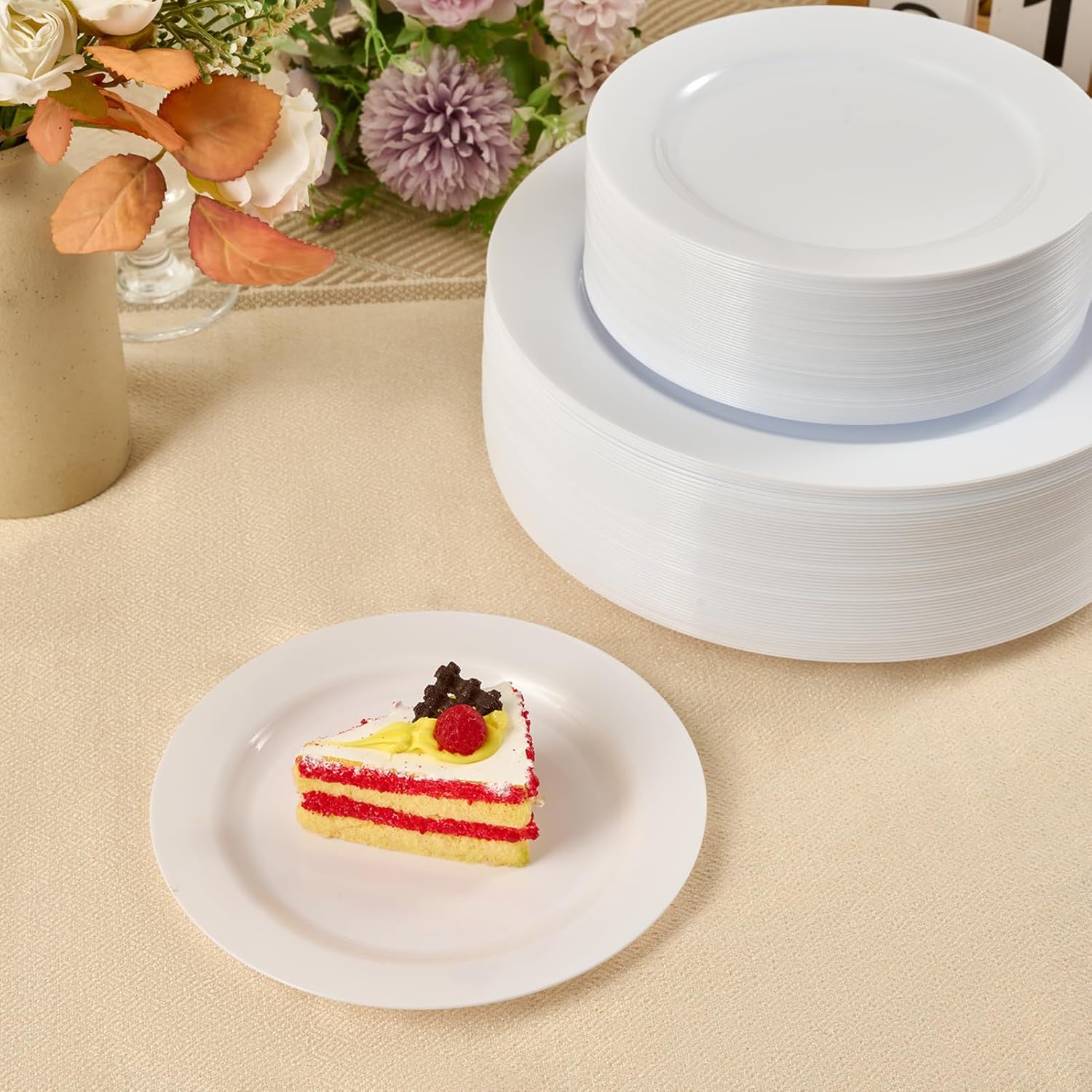 FOCUSLINE 100 Count White 7 Inch Plastic Plates