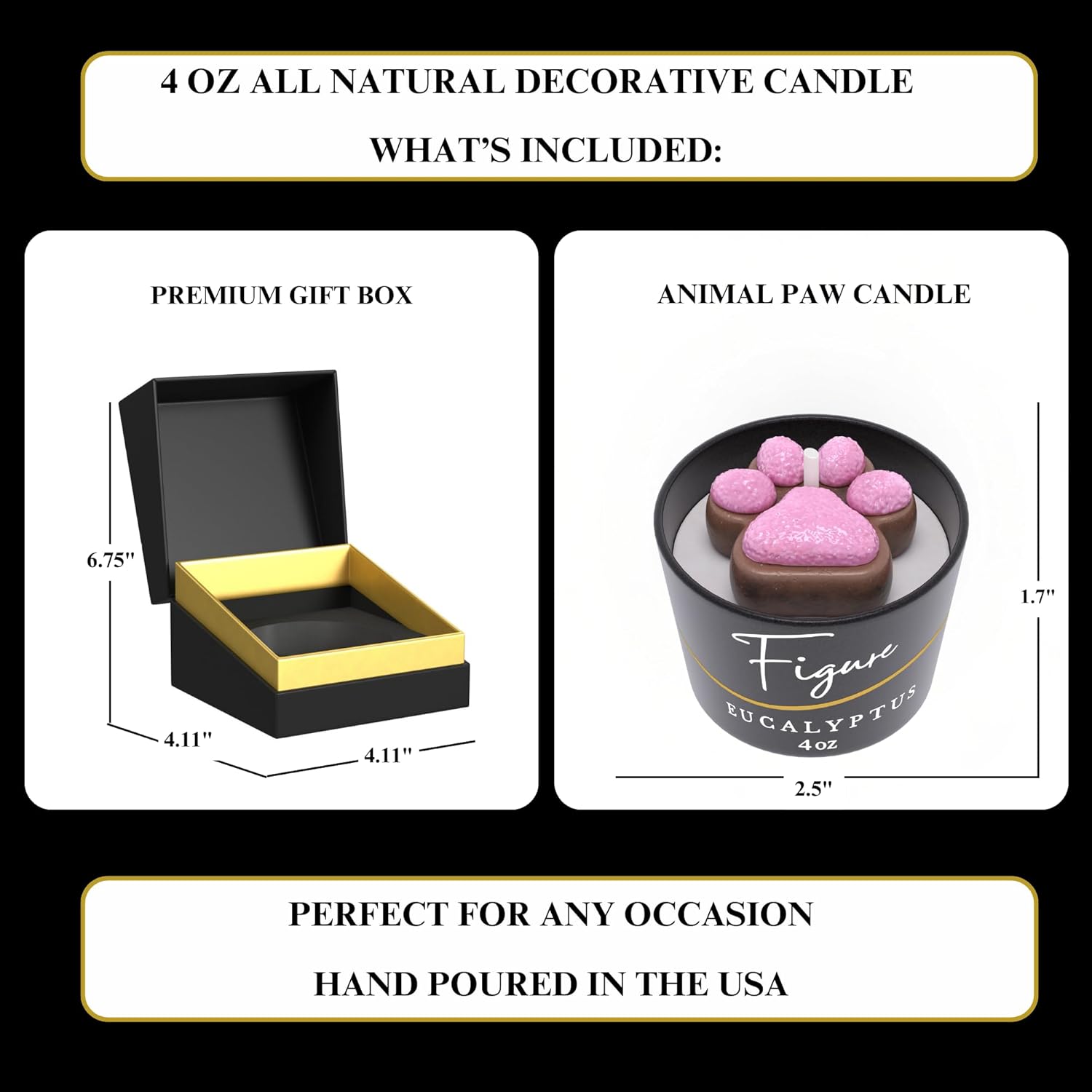 All Natural Scented Candle for Dog Lovers - Dog Paw Eucalyptus 4 oz