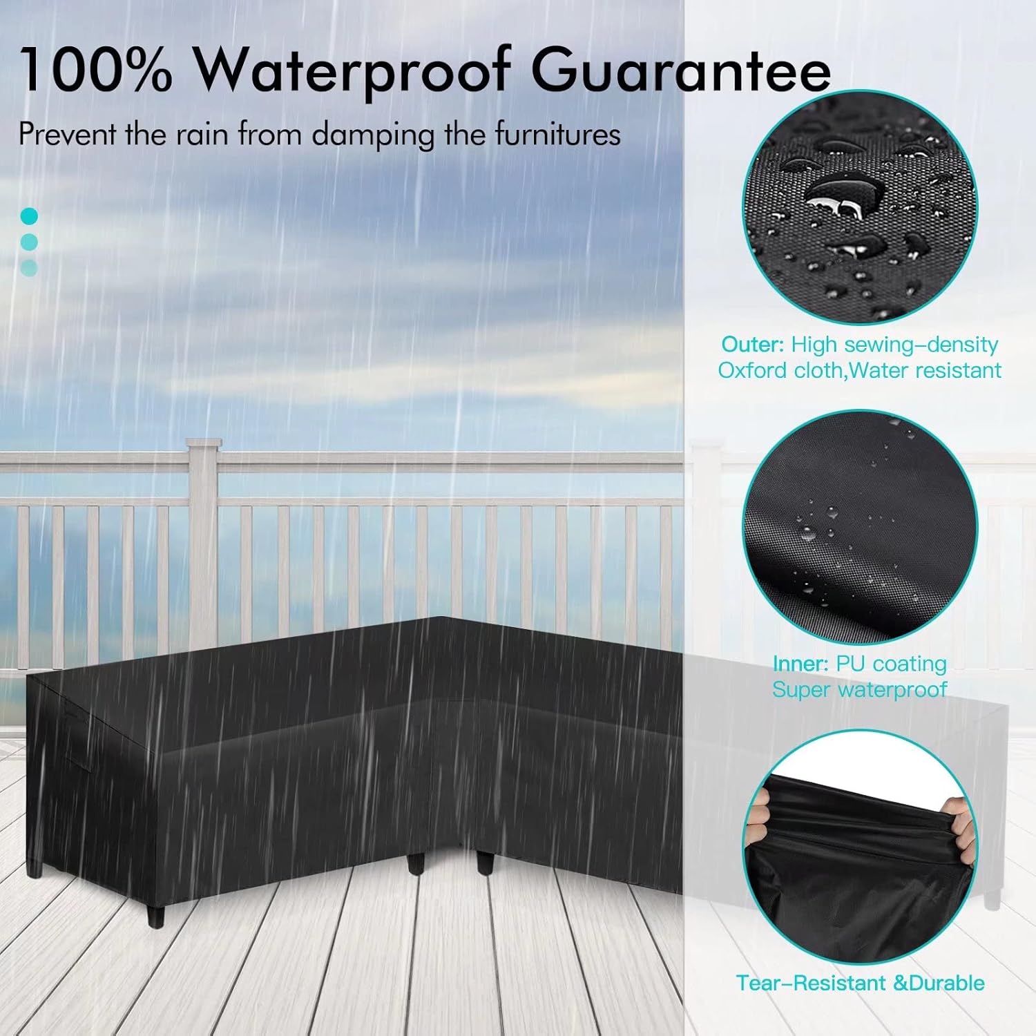WLEAFJ L-Shaped Sectional Sofa Cover Waterproof Heavy Duty