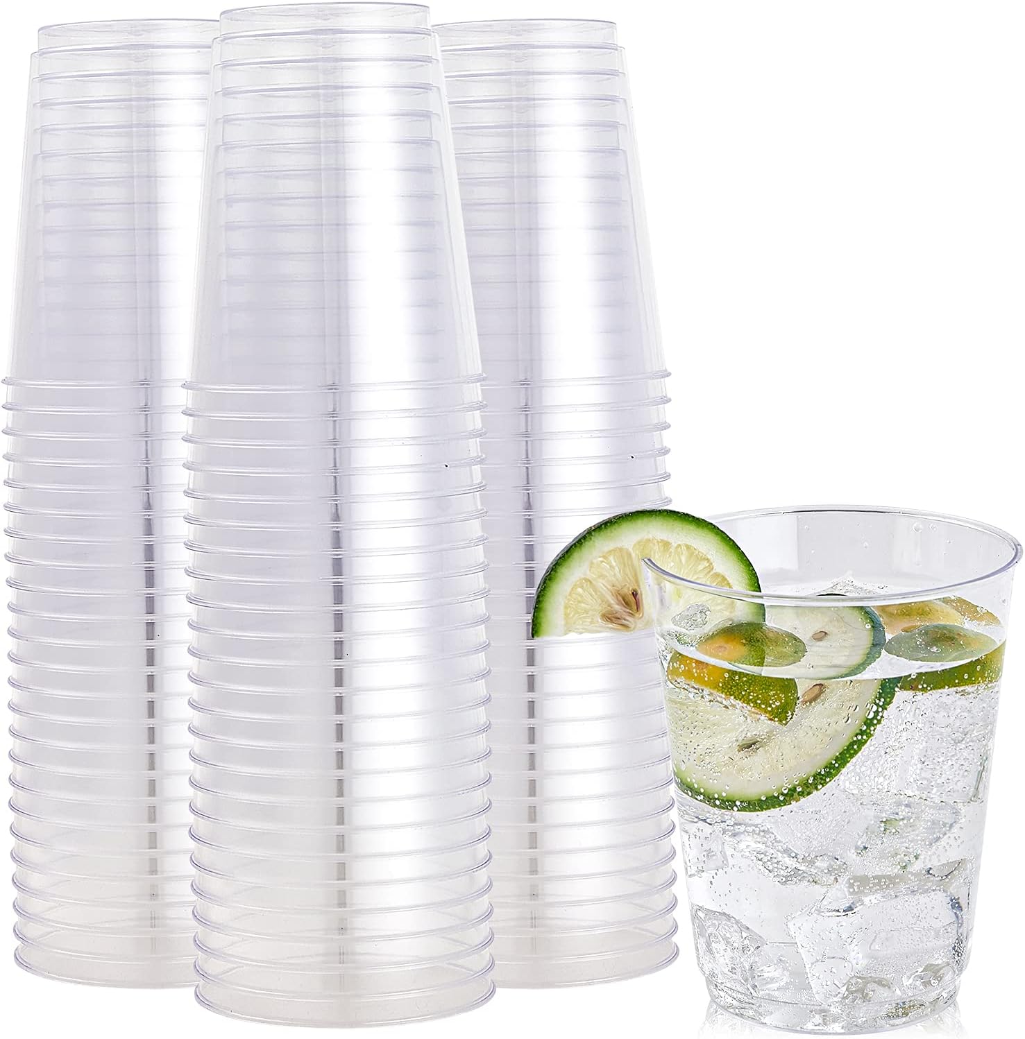 FOCUSLINE 10 Oz Clear Plastic Cups 100 Count