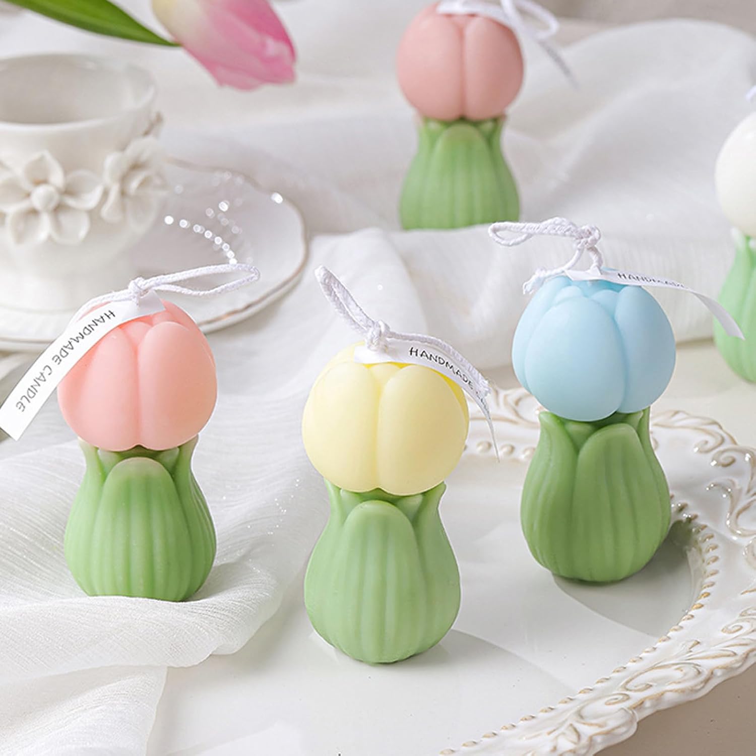 Tulip Flower Shaped Soy Wax Aromatherapy Candle Pink