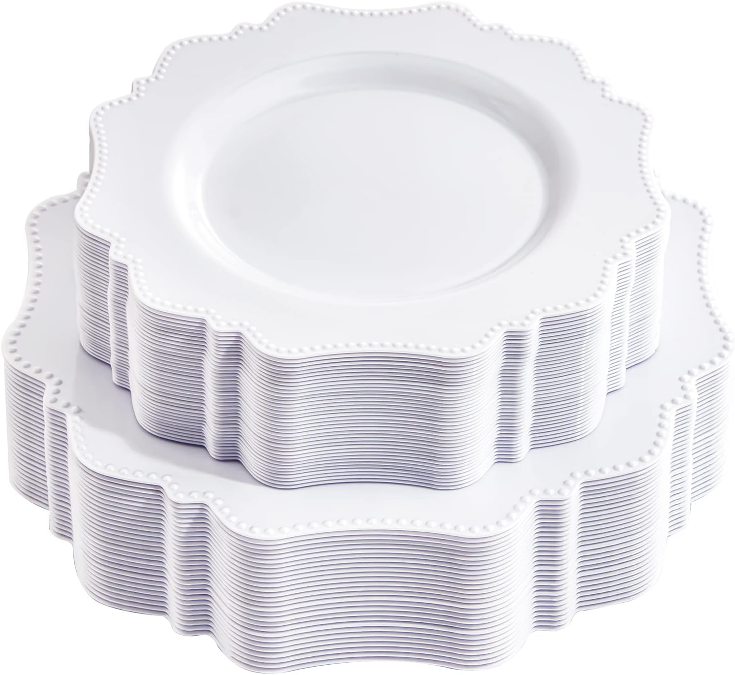 COLOSUS 60pcs White Disposable Plastic Plates for Parties