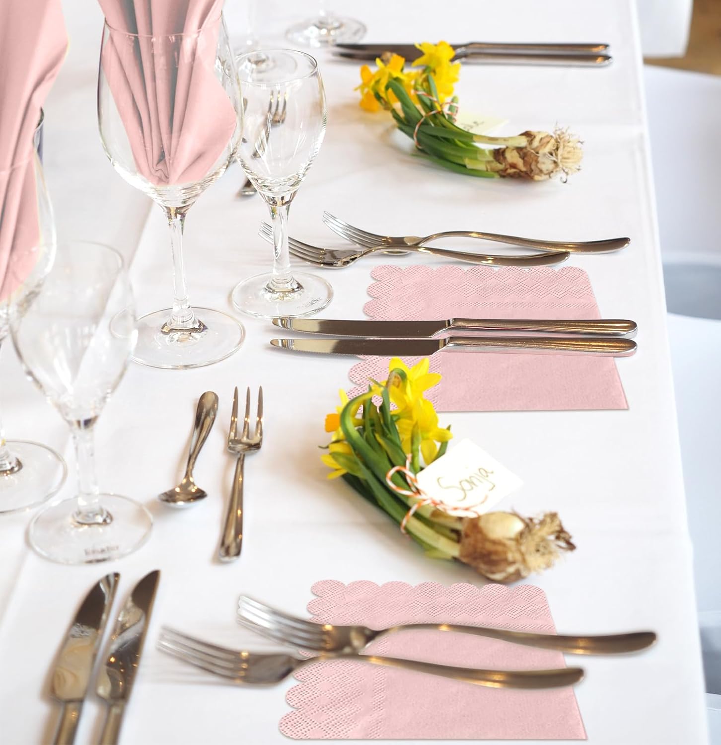 50 Pack 3-Ply Light Pink Cocktail Napkins