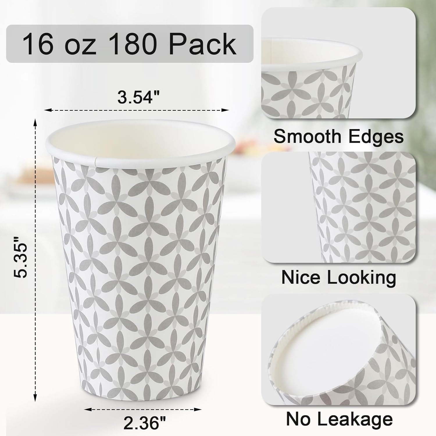 Lamosi 180 Pack 16 oz Coffee Cups Leakproof Disposable