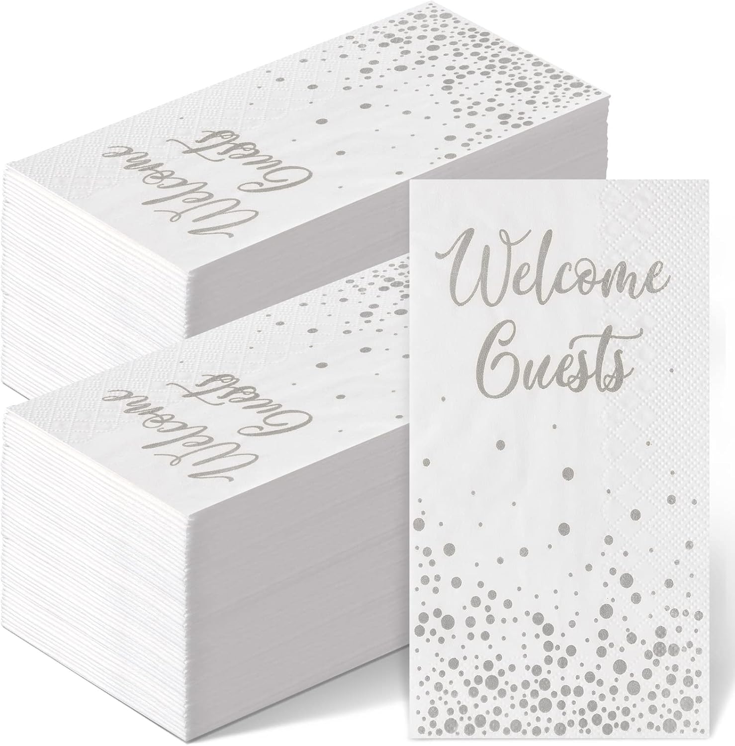 200 Pcs Silver Welcome Guests Napkins for Bathroom and Events