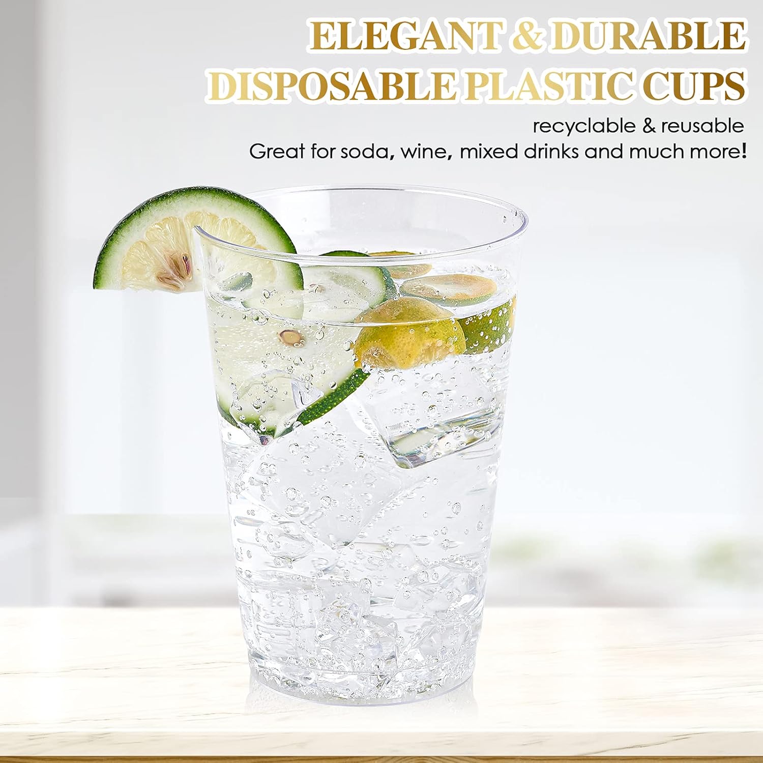 FOCUSLINE 12 oz Clear Plastic Cups 100 Count