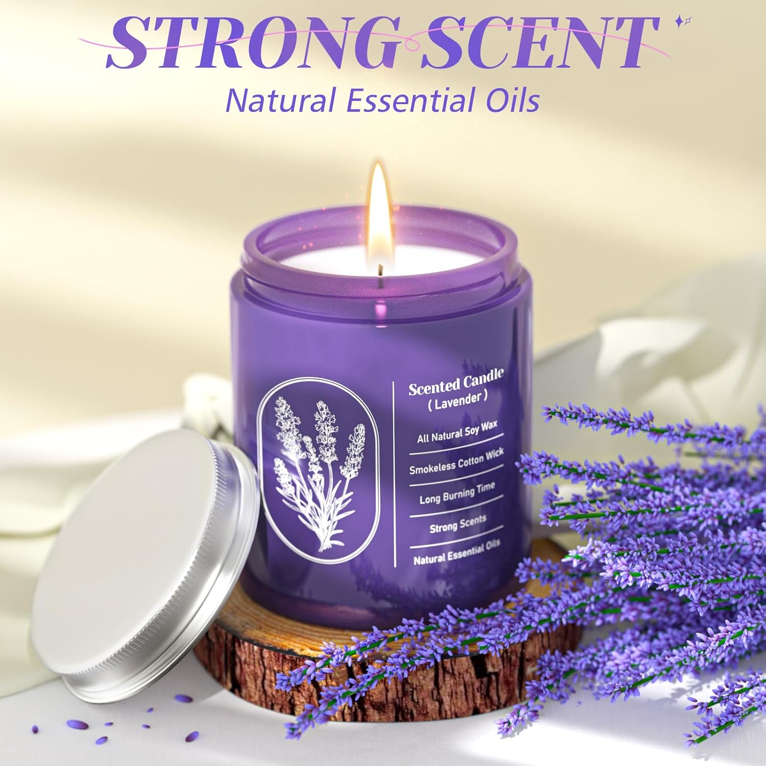 WarmEmbrace Lavender Candle 76 Oz Purple Jar