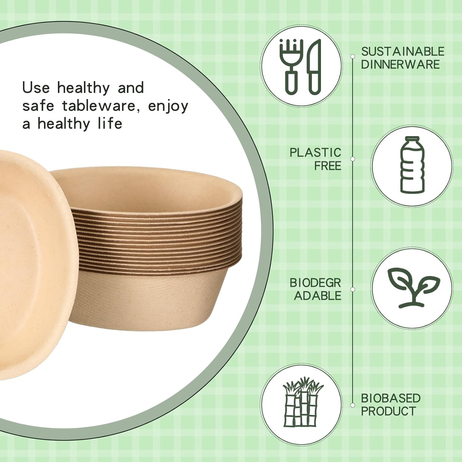 Dandat 6 Oz 250 Pack Disposable Paper Bowls