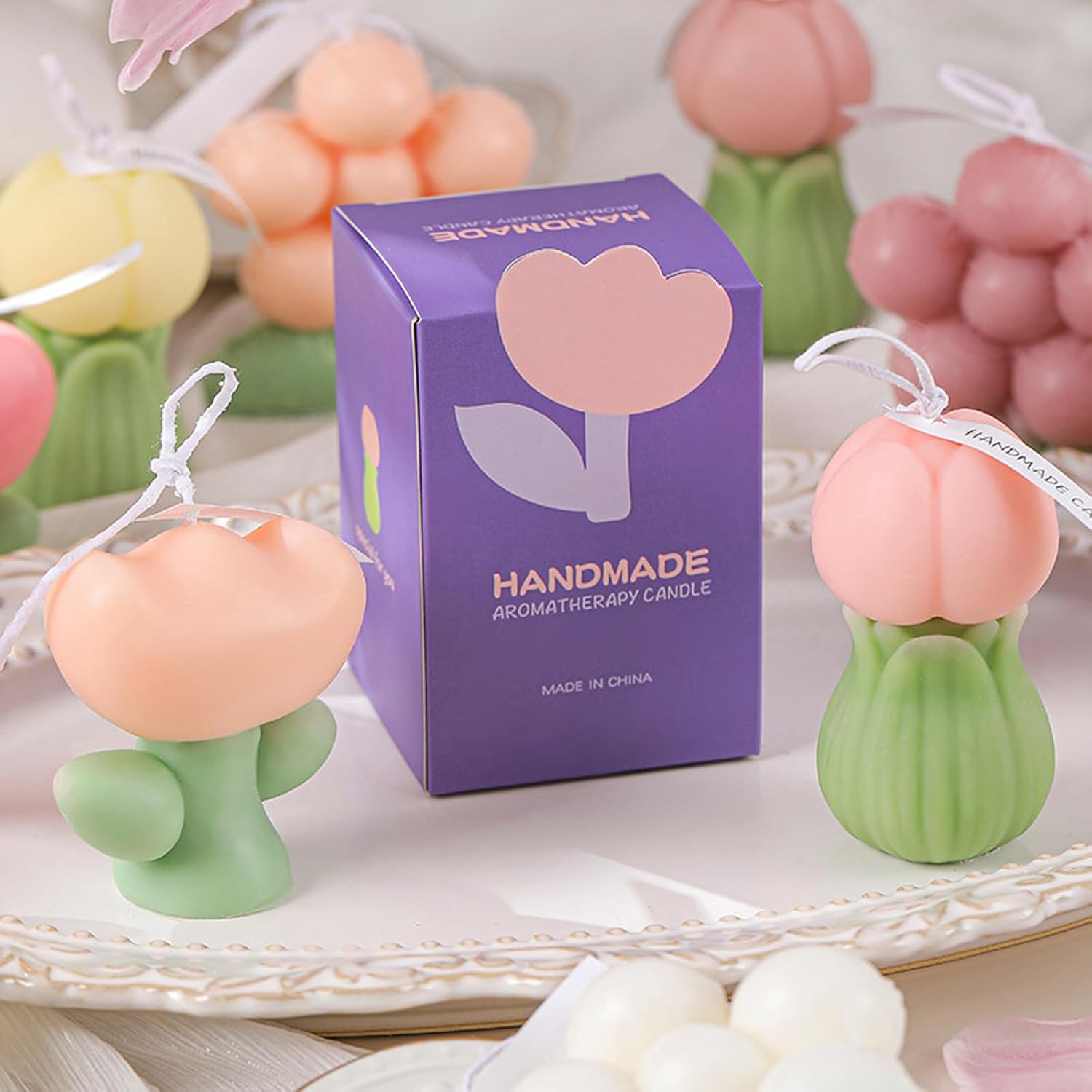 Tulip Flower Shaped Soy Wax Aromatherapy Candle Pink