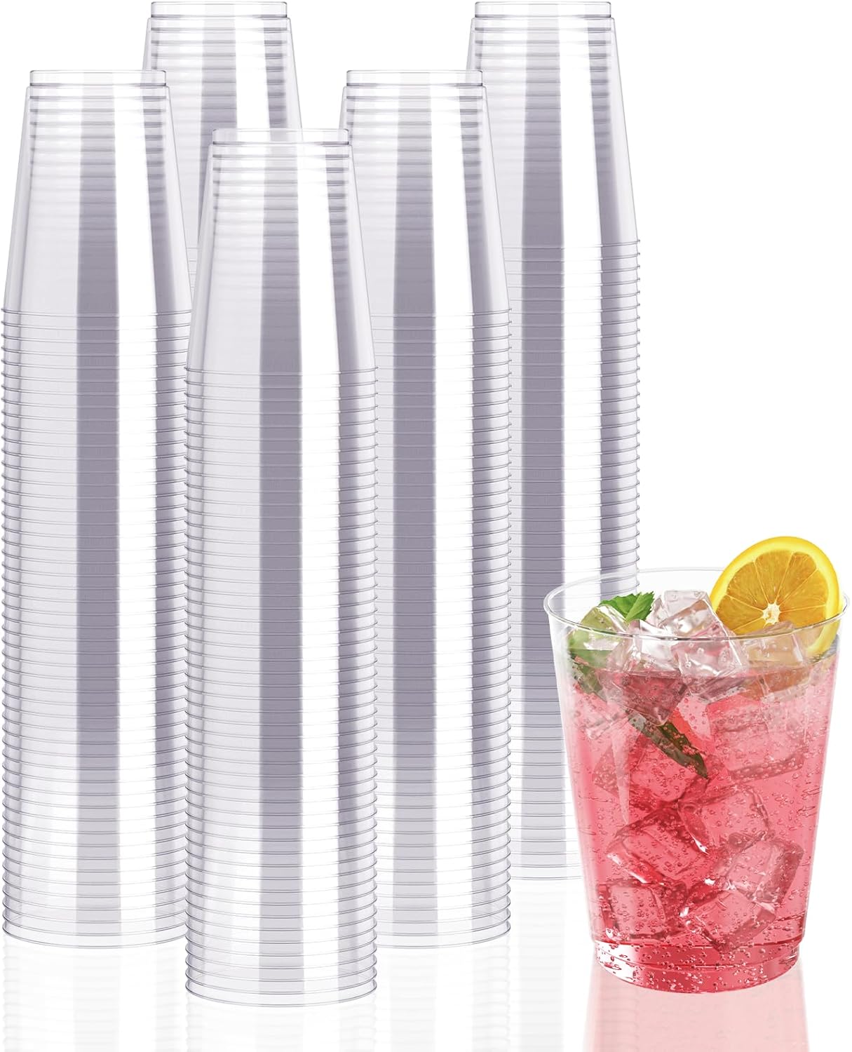 JollyPack 300 Pack Clear Plastic Cups 10 Oz Heavy Duty