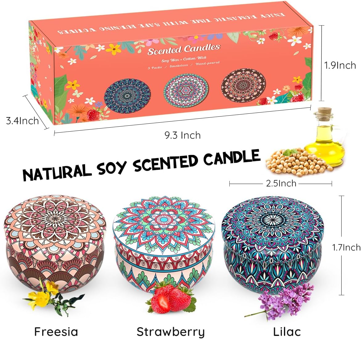 Haoson Set of 3 Scented Candles Gift Set