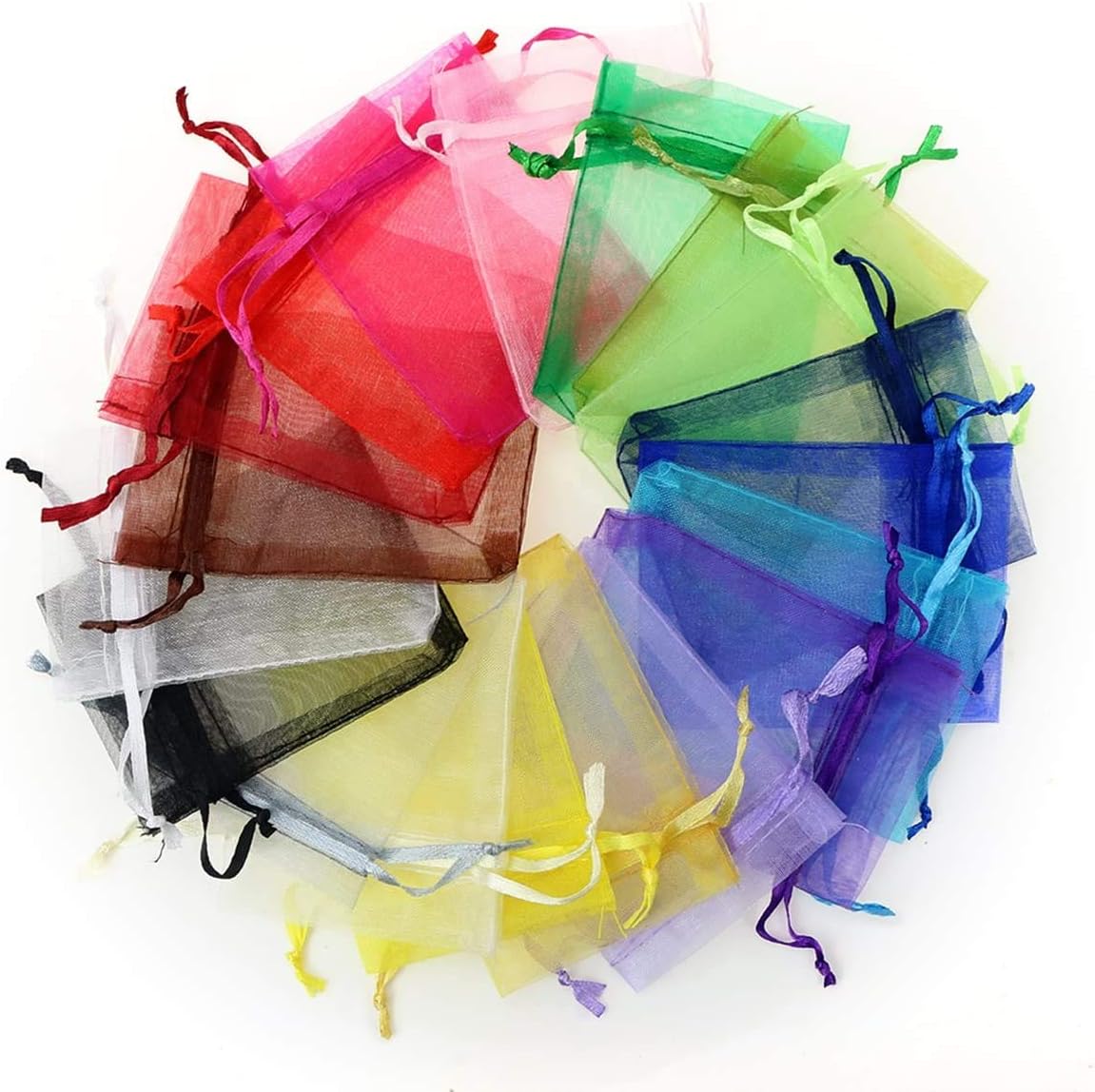 Akstore 50PCS Premium Sheer Organza Gift Bags White 3x4 Inch
