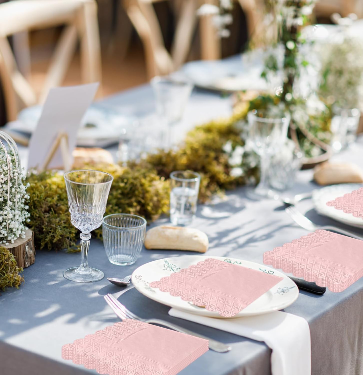 50 Pack 3-Ply Light Pink Cocktail Napkins