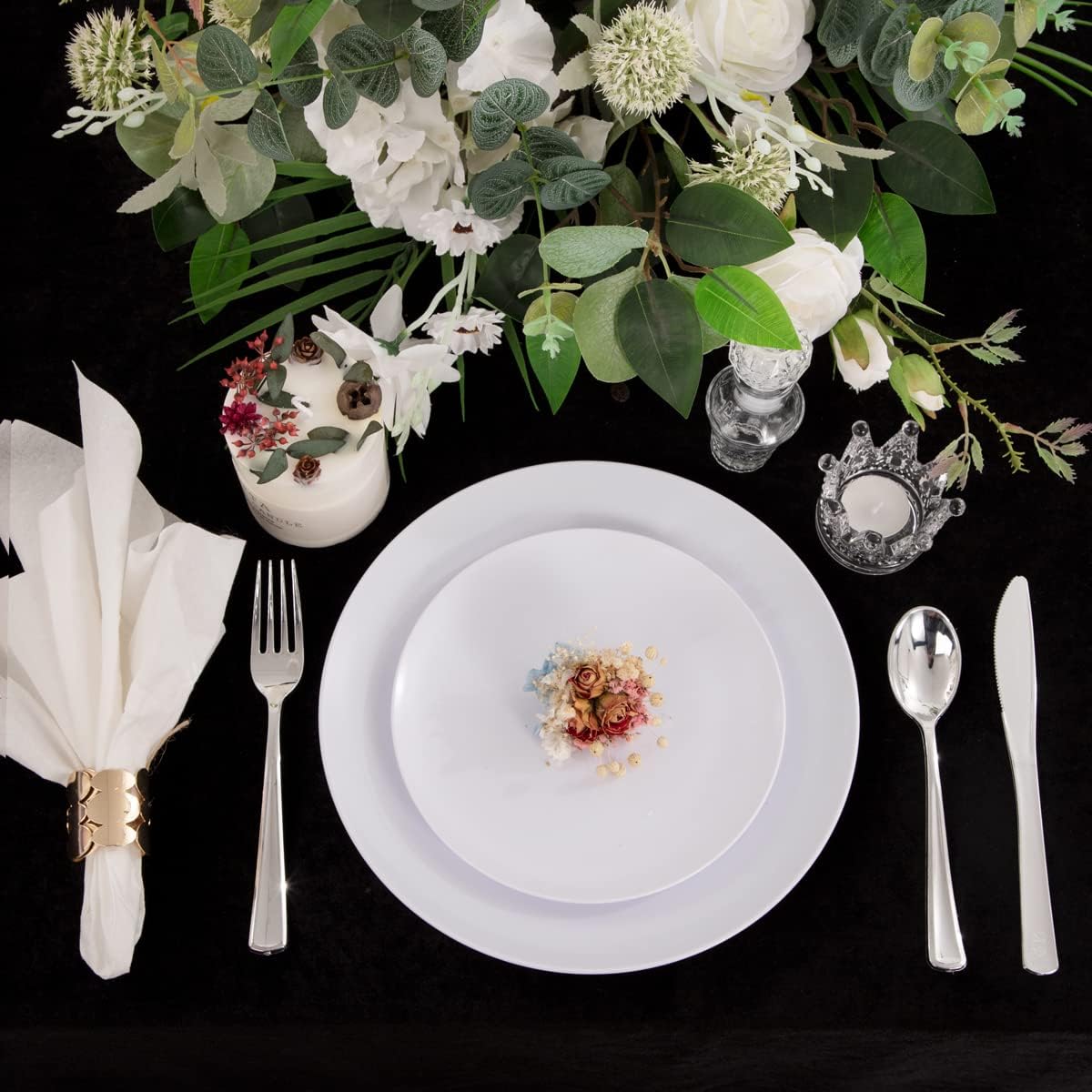 PULOTE 100PCS White Plastic Plates for Party and Wedding