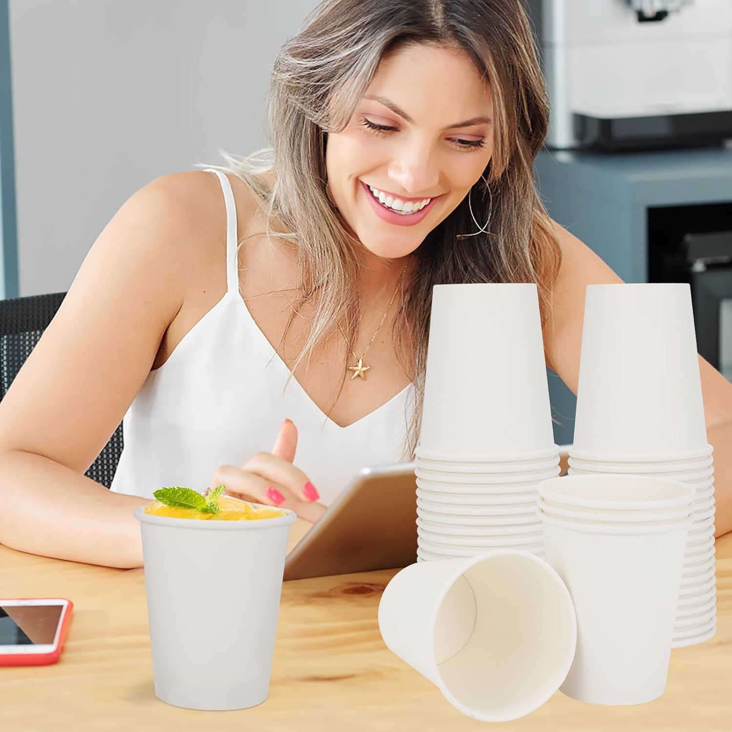 120 Pack 8 Oz Paper Cups for Coffee Juice Tea Parties Travel