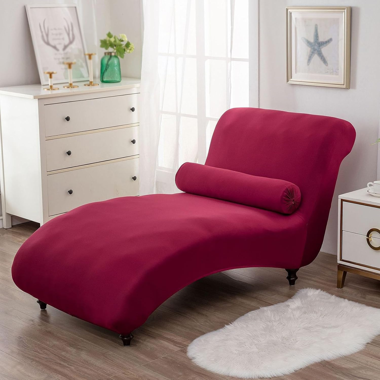 Elastic Stretch Fit Chaise Lounge Slipcover for Indoor Use