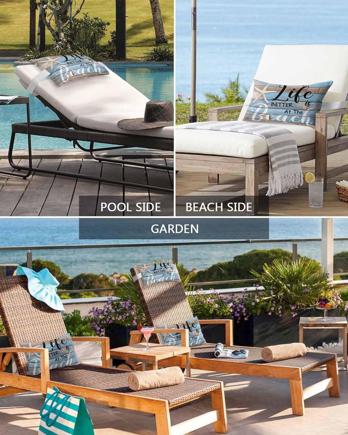 Beach Life Starfish Head Pillow for Recliner and Lawn Chair