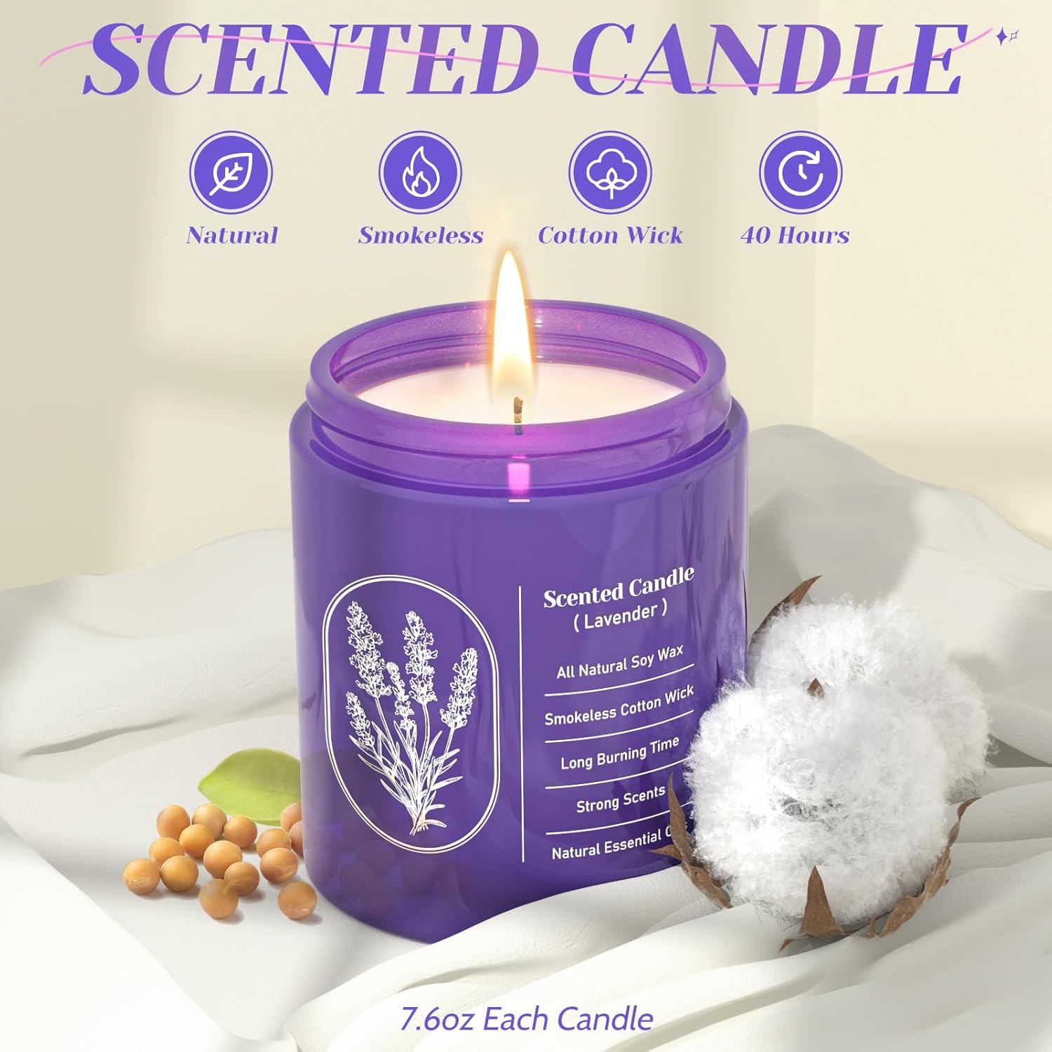 WarmEmbrace Lavender Candle 76 Oz Purple Jar