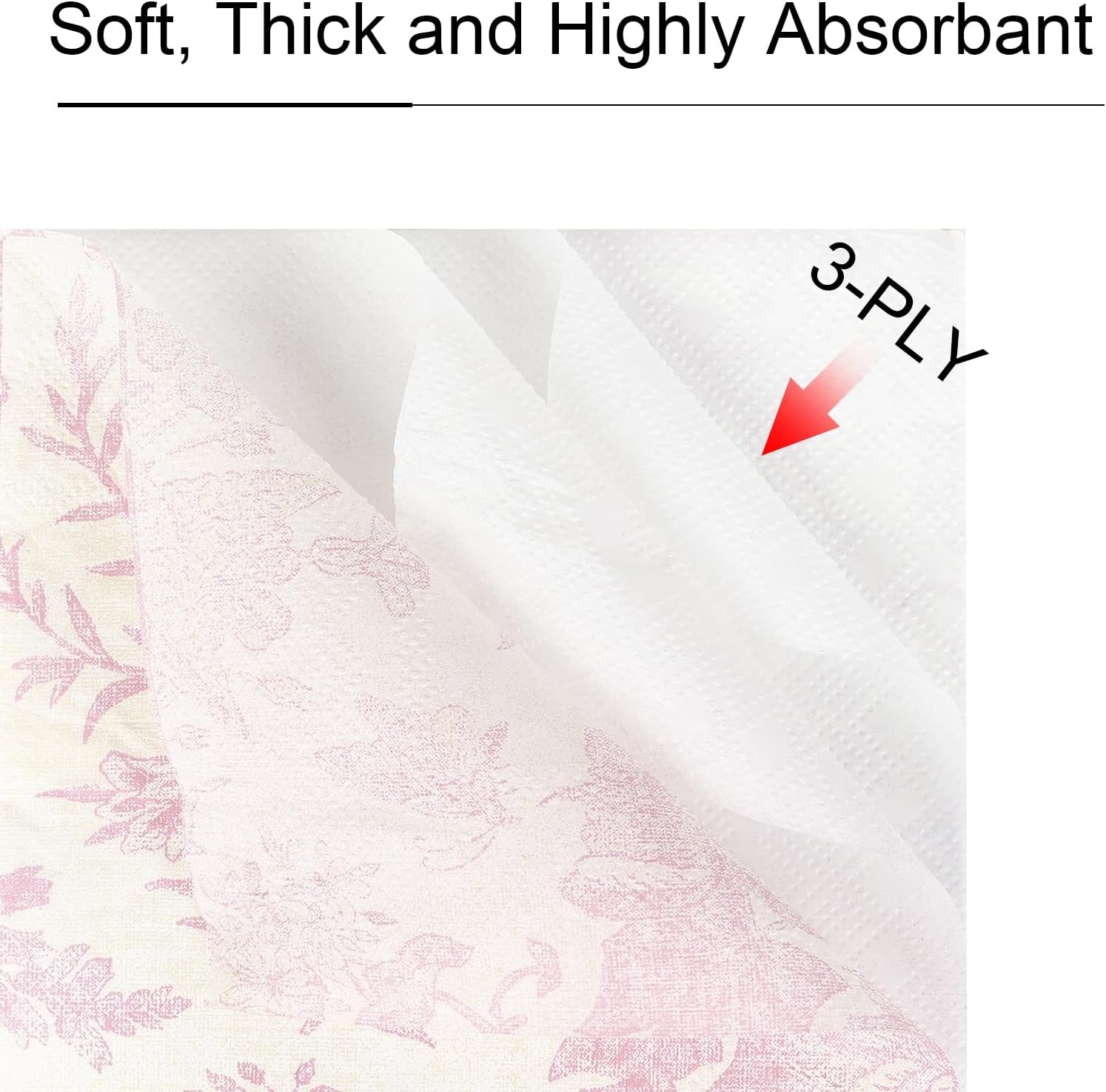 100 Pack Pink Floral Cocktail Napkins for Parties