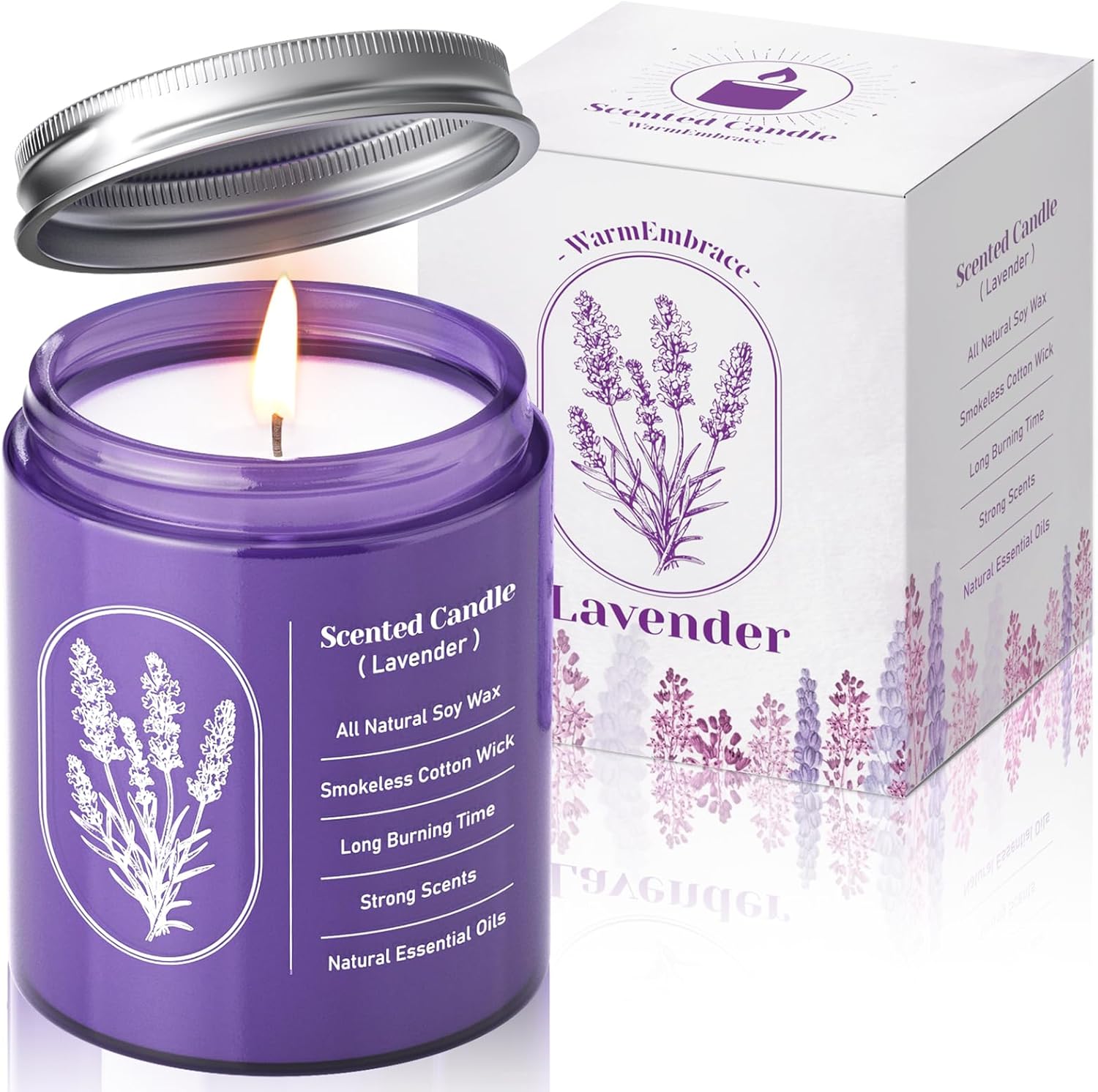 WarmEmbrace Lavender Candle 76 Oz Purple Jar