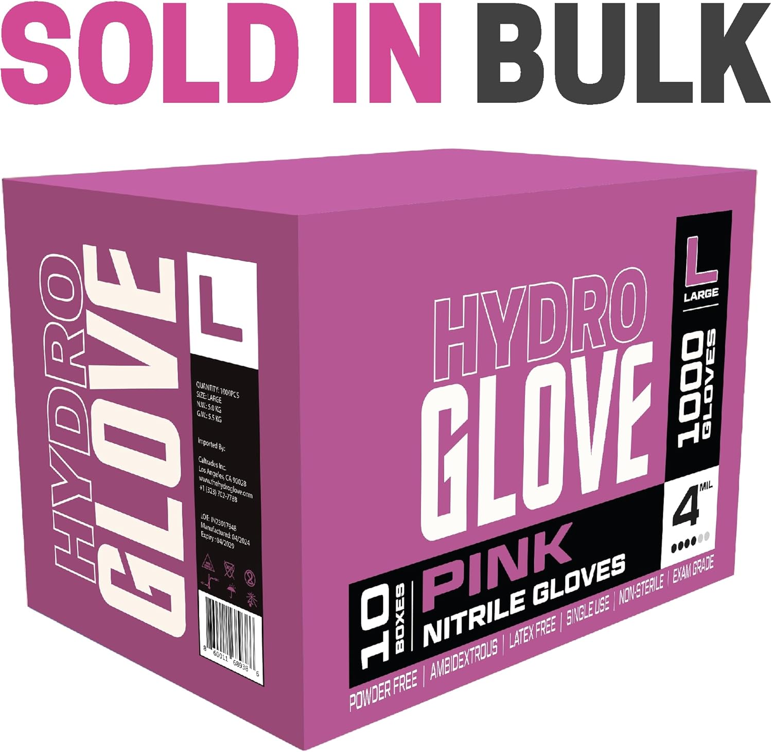 4 Mil Pink Nitrile Gloves Case of 1000 Heavy Duty