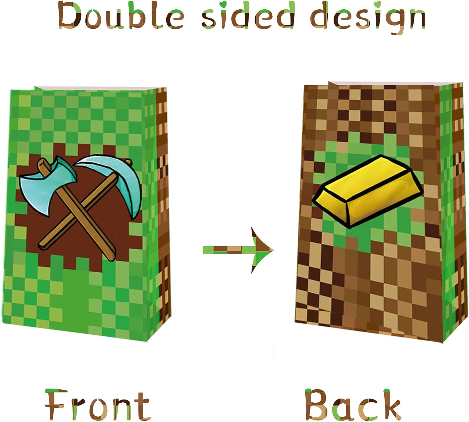 24 Pack Pixel Design Party Favor Bags for Kids and Adults