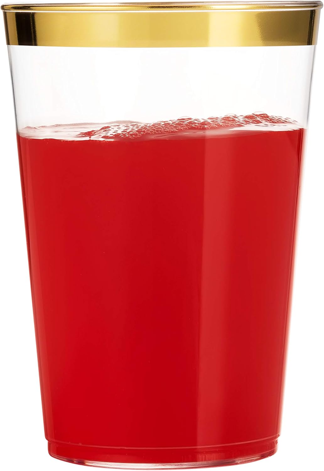 Munfix Gold Plastic Cups 12 Oz Clear Tumblers