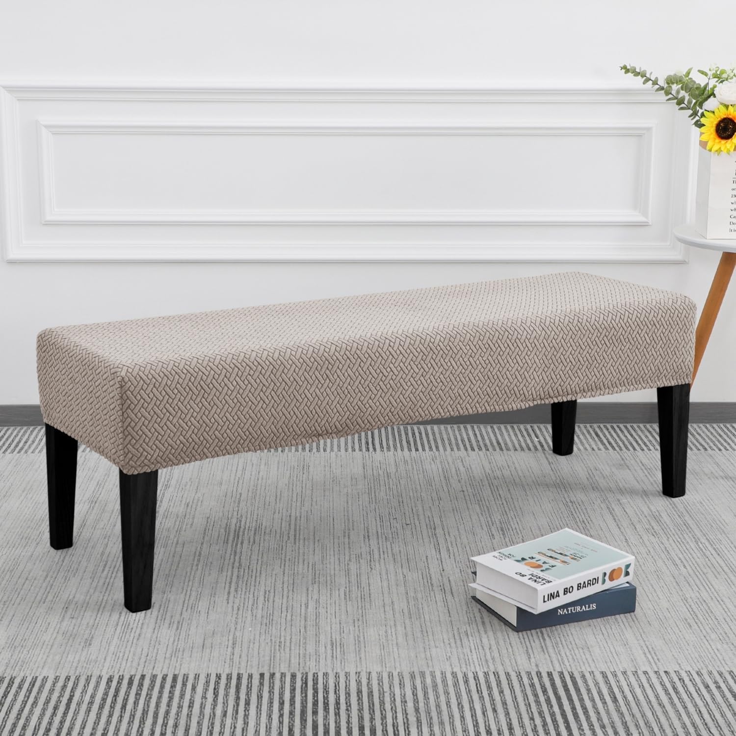 SPRINGRICO Stretch Dining Bench Cover Taupe