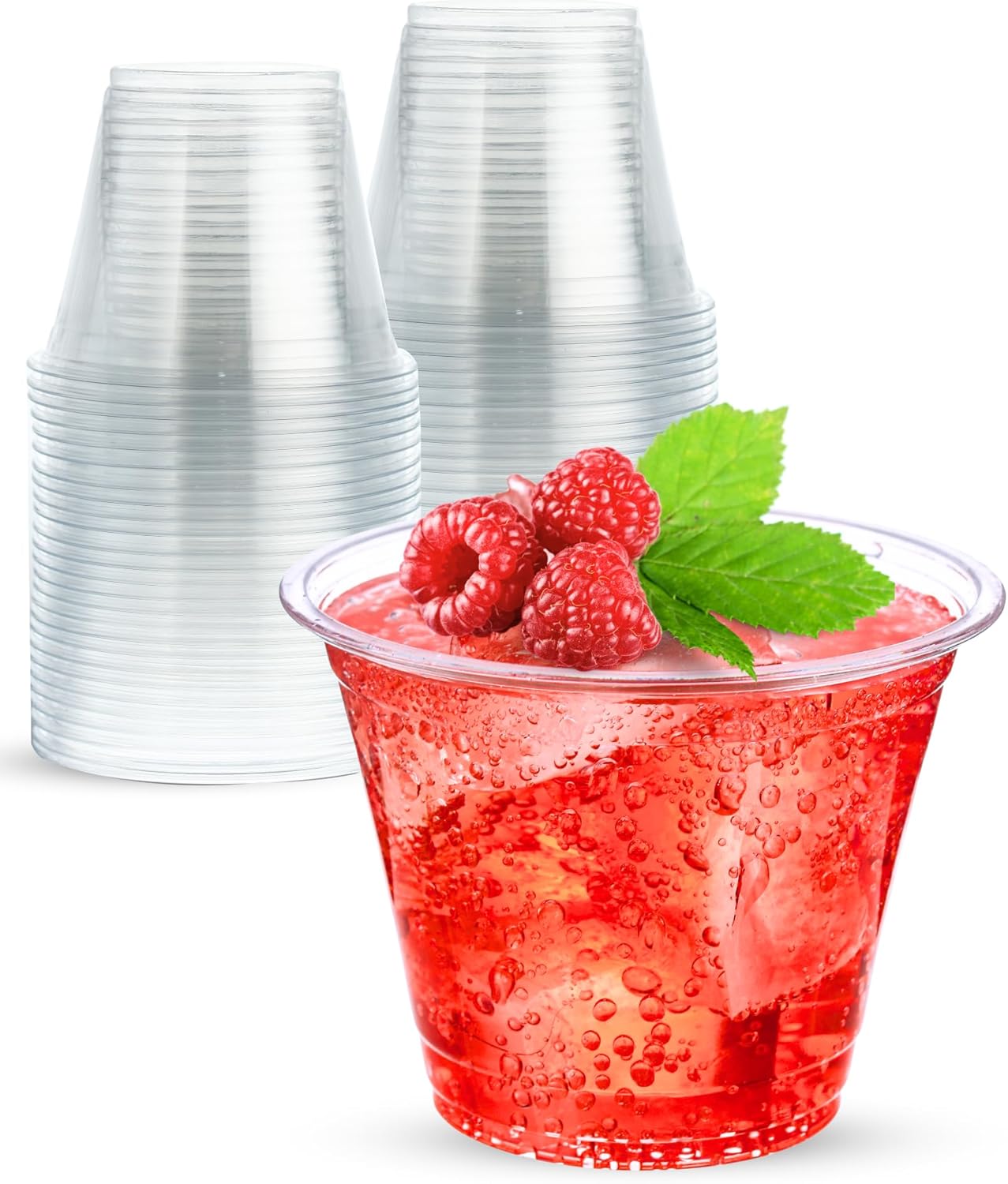 9 Oz Clear Plastic Cups 50 Pack for Parties