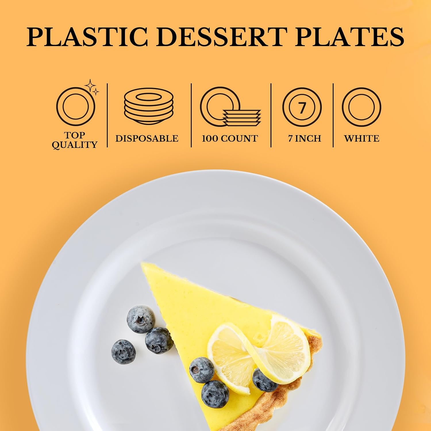 FOCUSLINE 100 Count White 7 Inch Plastic Plates