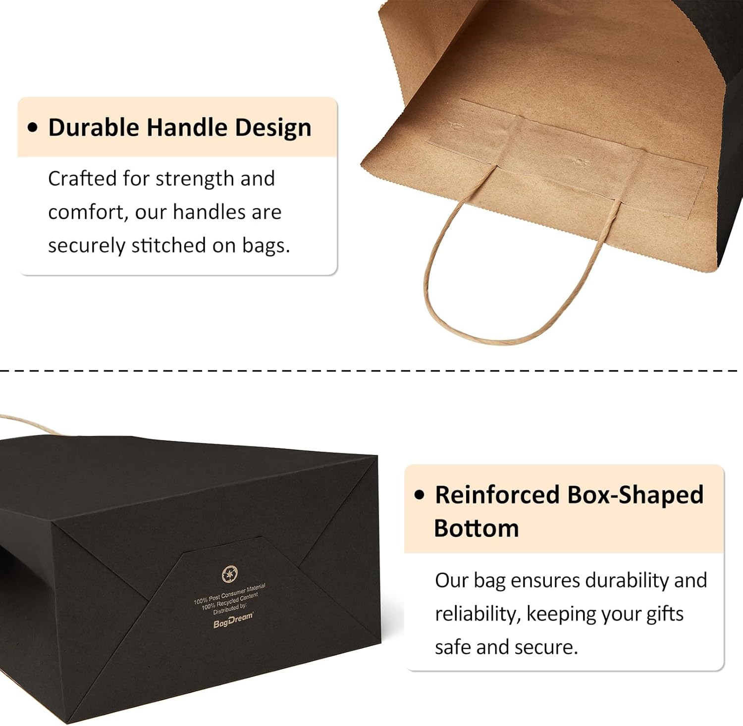 BagDream Kraft Paper Bags 25Pcs 525x3x8 Inch Small Gift Sacks with Handles