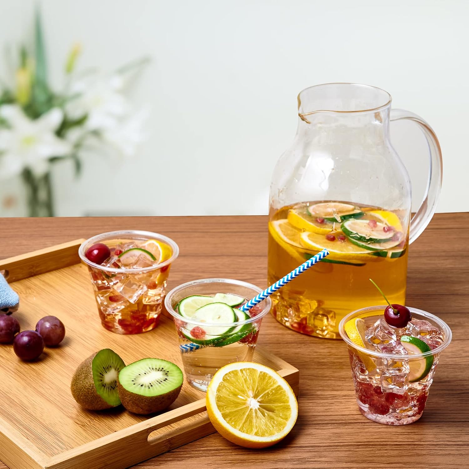 Lilymicky 200 Pack 9 Oz Clear Plastic Cups for Parties and Events
