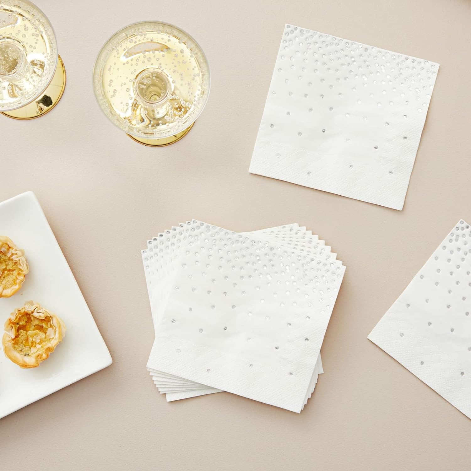 Juvale 100 Pack Silver Confetti Napkins 3-Ply