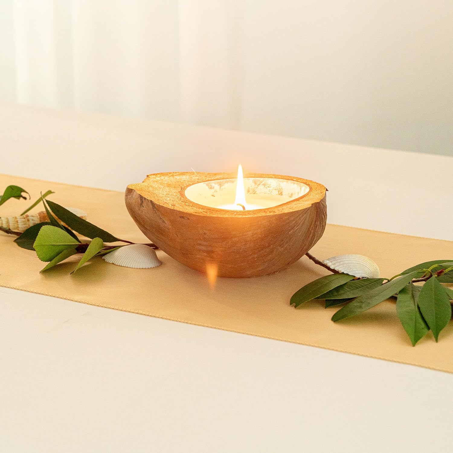 Restaurantware Coconut Shell Candle with Mango Scent