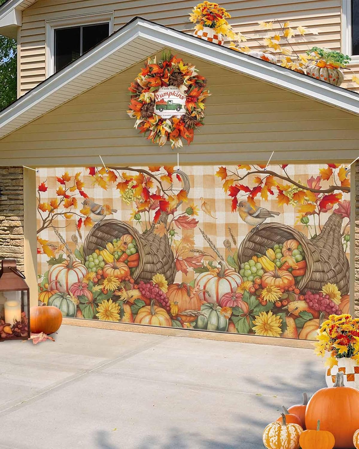 Fall Garage Door Banner Cover 7x8 ft Thanksgiving Decor
