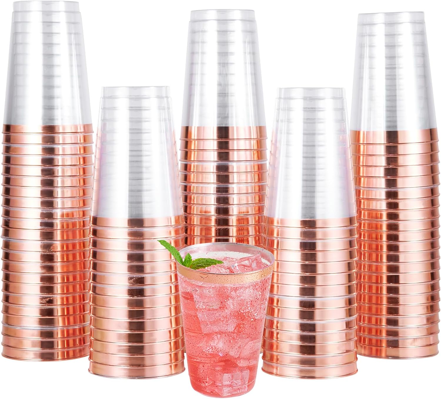 JOLLY CHEF 100 Pack Rose Gold Rim Disposable Cups