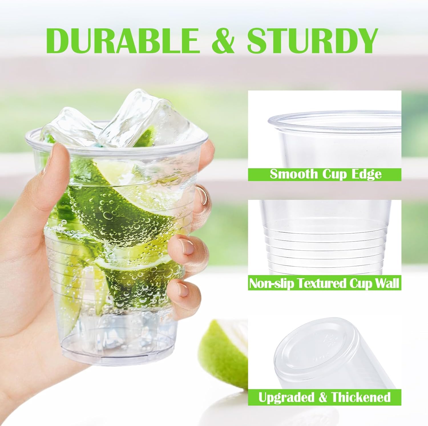 12 Oz Clear Plastic Cups 300 Pack for Events