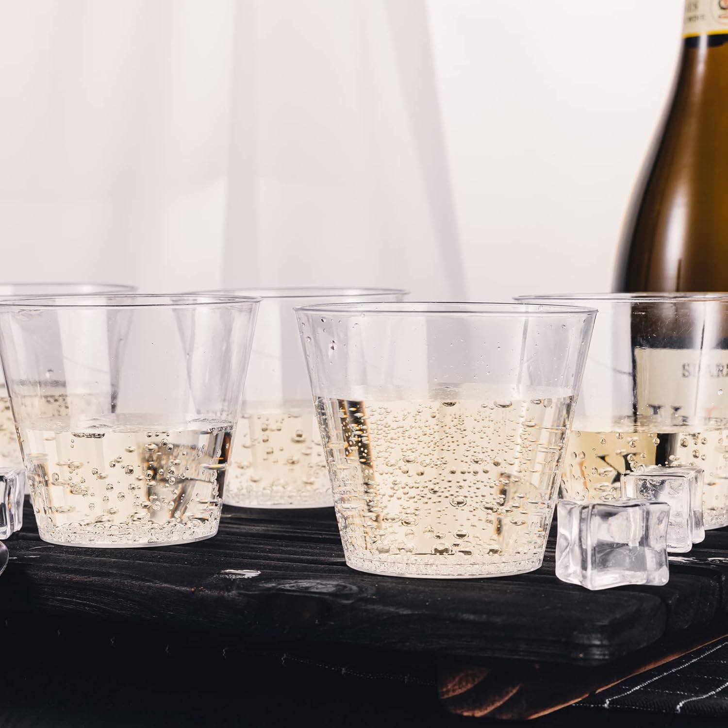 N9R 100PCS Clear Plastic Cups 9oz for Parties
