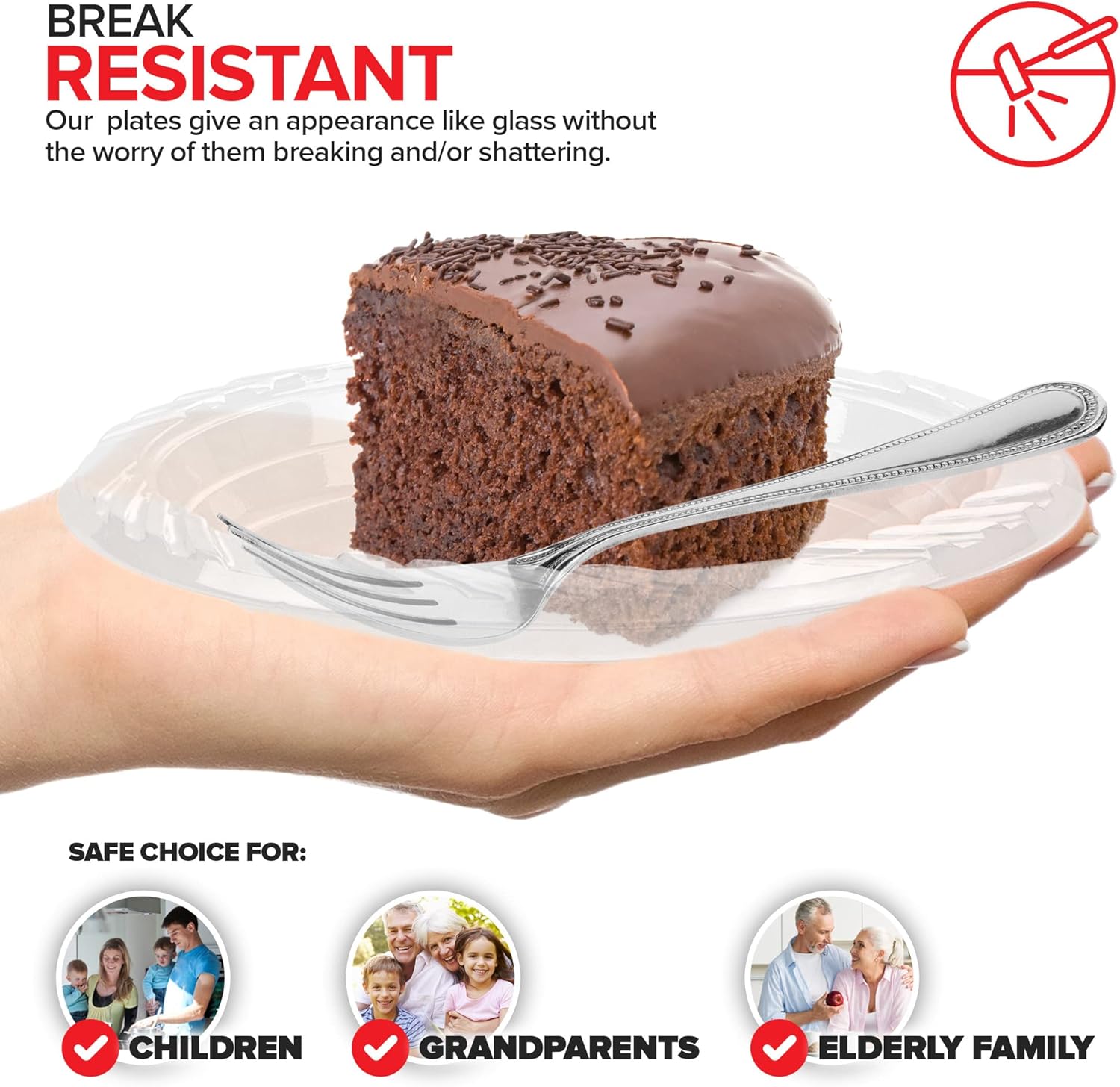 6-inch Clear Plastic Dessert Plates 120 Pack